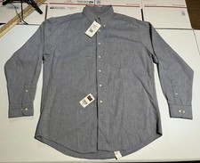 NEW vtg USA MADE Woolrich Oxford Dress Shirt Mens L Blue Long Sleeve Button Down