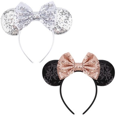 DRESHOW Mouse Ears Bow Headbands Glitter Party Decoration Cosplay Costume for...