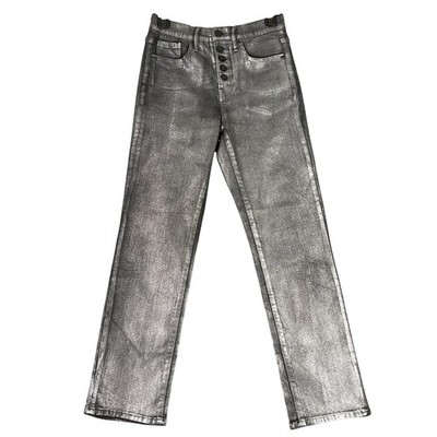 Circus NY Metallic High Rise Slim Straight Night Out Denim Jeans Womens 25