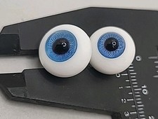 Vtg Hand Blown Glass Doll Eyes 14mm Blue Doll Making Crafting Eyeballs