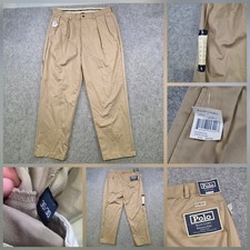 VTG Polo Ralph Lauren Pants Mens 36x30 Khaki Andrew Wrinkle Free Pleated Chino
