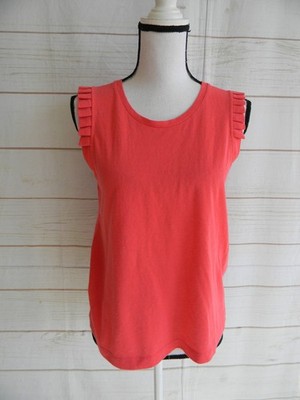 LOFT Ann Taylor WM'S CORAL Ruffle Tank Flutter Sleeves Top Blouse Size S