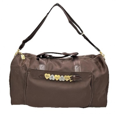 MOSCHINO 2-Way Boston Bag Nylon Brown Gold/Silver Hardware Women's Vintage Used