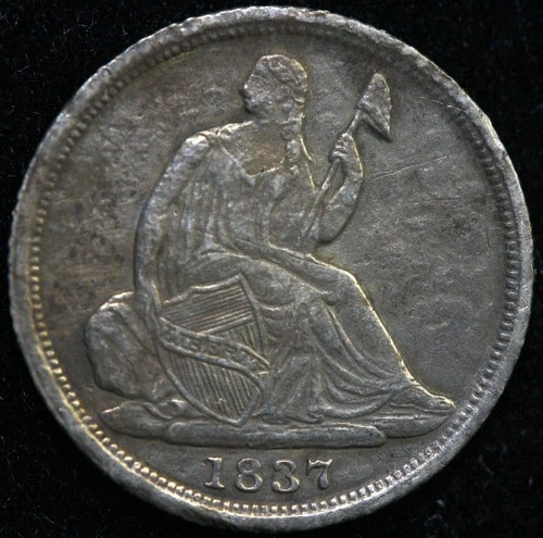 1837 Seated Liberty Half Dime 90% Silver. VF DETAIL #V34