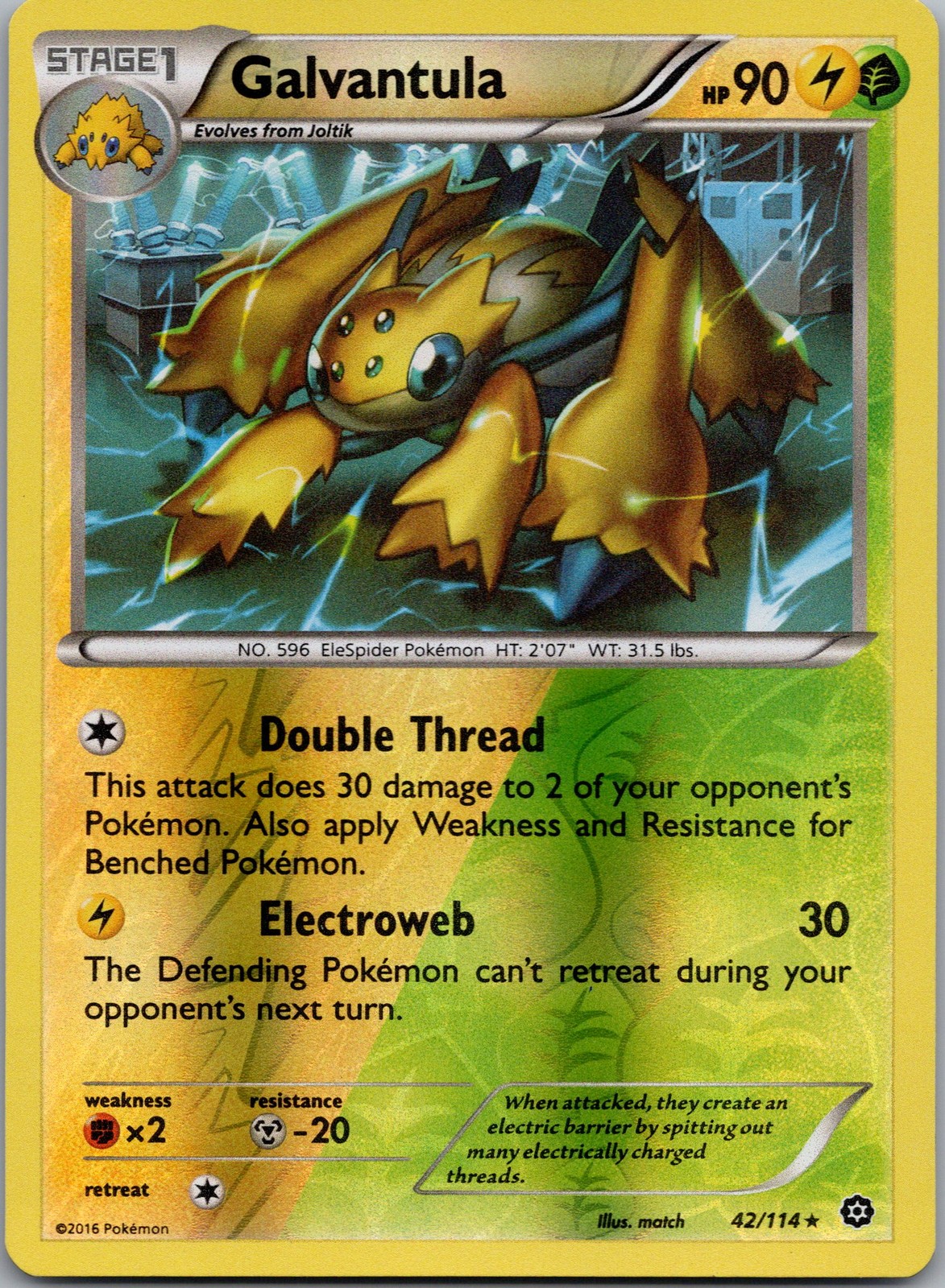 Galvantula Reverse Holo Rare XY - Steam Siege 42/114 NM