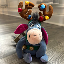 Disney Store Eeyore Reindeer Mini Bean Bag Plush 9" 2005