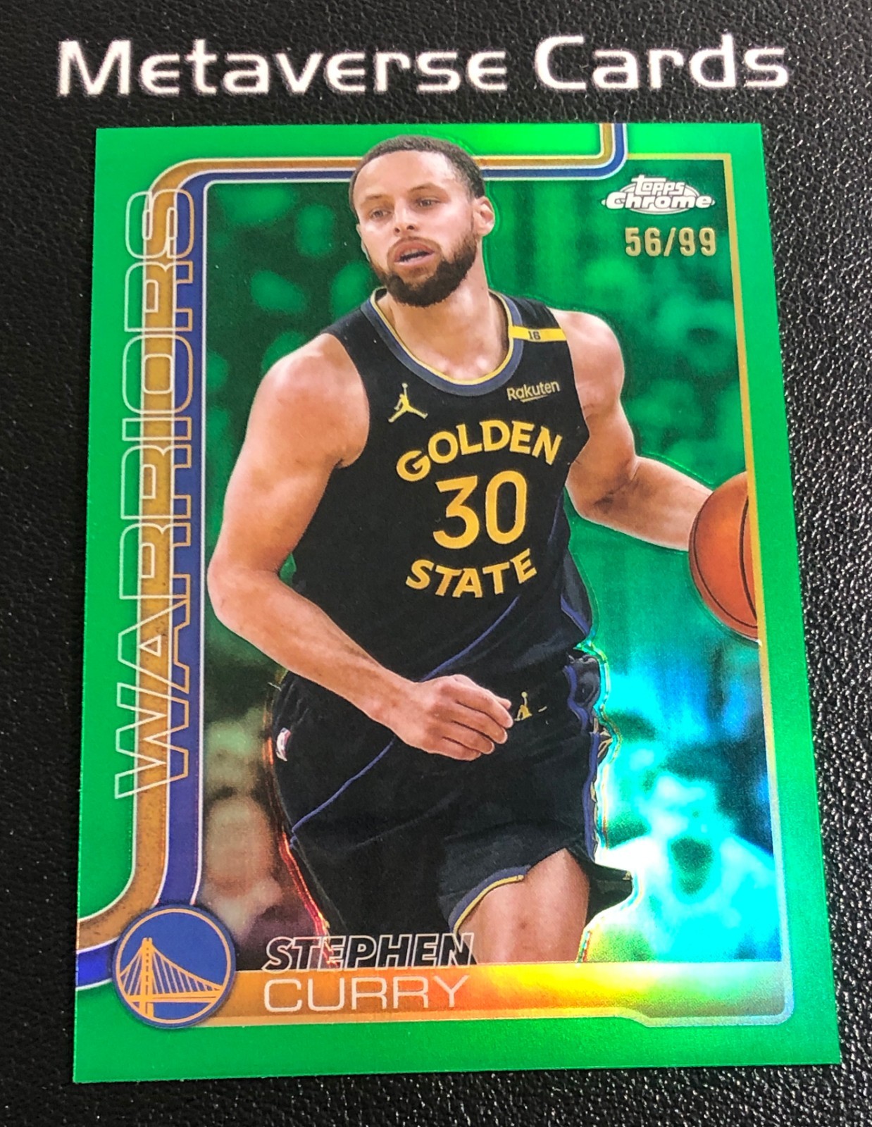 2025-26 Topps Chrome Base Set Green Refractor #201 Stephen Curry 56/99 Warriors
