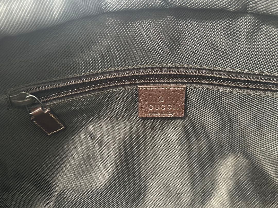 GUCCI Tote Bag GG Pattern Canvas Leather Ivory Green Red Authentic Excellent thumbnail 7