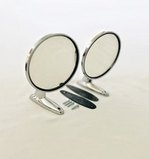 Classic Vintage Style 4 34 Round Side Mirrors - Fender Or Door - 1pr