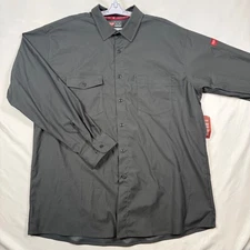 Red Kap Mens XL Long Sleeve Work Shirt Gray Cotton Blend Two Pocket Button Up