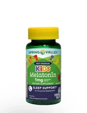 Spring Valley Kids Melatonin Chewable Tablets;    1 mg;  60 Count , Exp:01/2025 