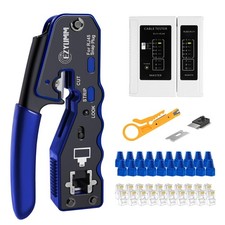 RJ45 Crimp Tool Kit Pass Through Ethernet Crimper Tester Cat5e Cat6 Cat6A