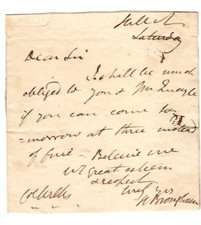 Henry Brougham, 1st Baron (1778-1868) Signed Note / Autograph British