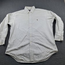 Ralph Lauren Shirt Mens Polo Button Yarmouth Front Long Sleeve Stripe Size 16-34