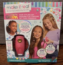 Make It Real Snap N' Glam Hair Styling Set Reusable Gems  Bead Clips Girls 8 