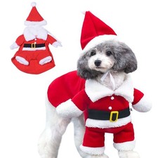 Christmas Santa Claus Pet Dog Fancy Dress Jacket Coat Costume Cat Outfit Clothes