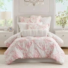 Armoire Collection Twin/Twin Extra Long Toile Floral Comforter Pink