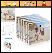 6 Pack 4x6 Acrylic Picture Frames - Thicker Clear Double-Sided Magnetic Display