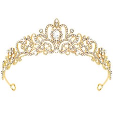 Tiara Crowns for Women Girls - Bridal, Wedding, Prom, Quinceanera, Gold