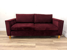 SOFA Amadeus Datchet 3 Seater Burgundy Wine Velour Large Cushions FREE DELIVERY