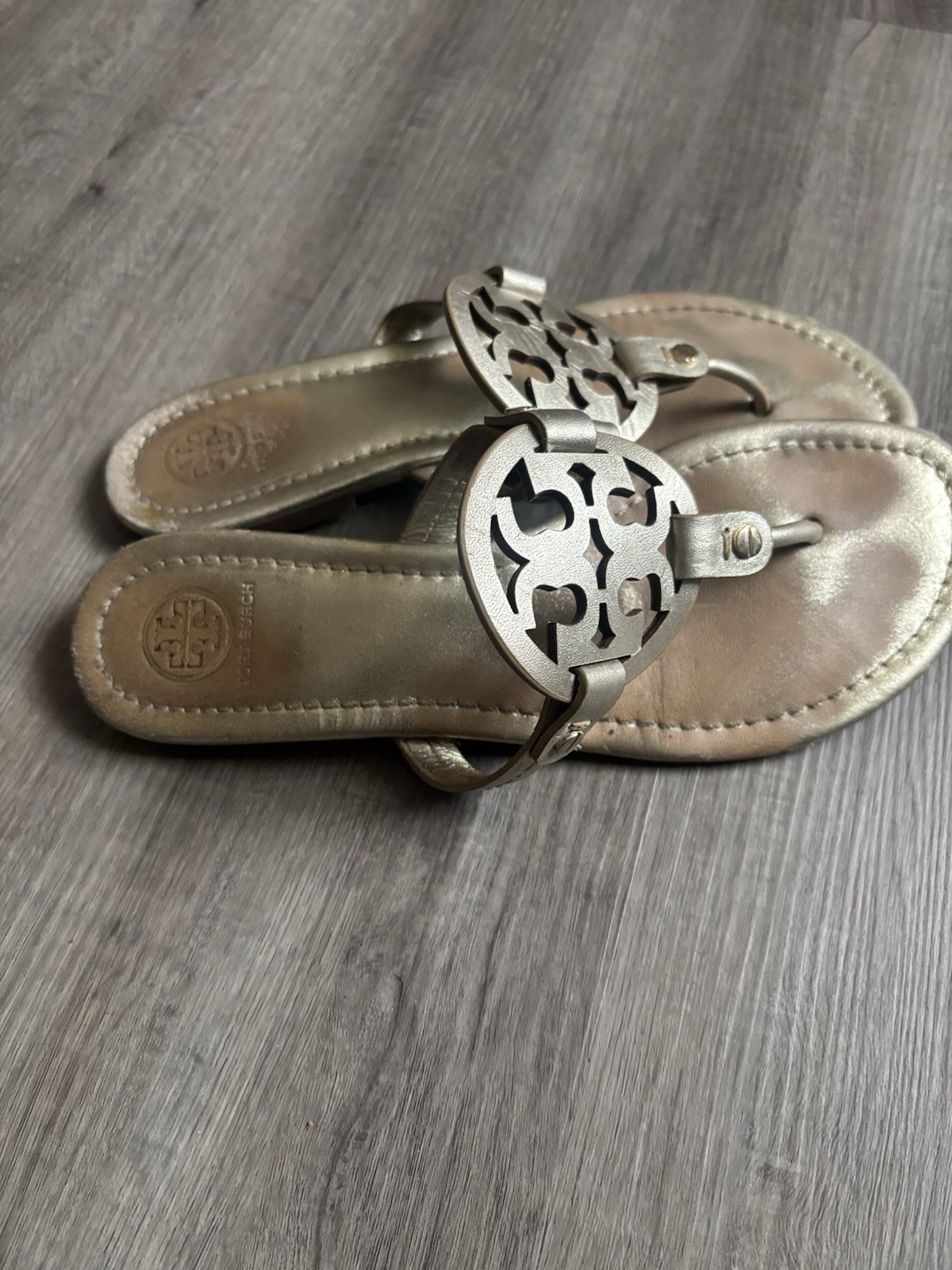 Tory Burch Women's Size 8  Miller Gold Slip On Sandel's thumbnail 2