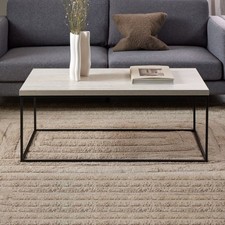 Furniture To Go Barossa Coffee Table with Travertine Rough Paper Top & Black Pow