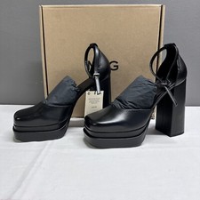 NEW Mango MNG Womens Strappy Black Leather Platform Heels Y2K Chunky Size EU 40