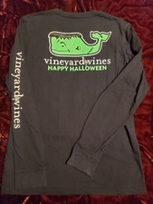 Vineyard Vines Shirt Boys Large 16 Long Sleeve Halloween Graphic in Black