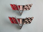 <!--F#f_0-->64 - 67 CHEV IMPALA FLAG GUARD BADGES PAIR HOLDEN HK HT HG 65 66 CHEVELLE CAMARO<!--F/-->