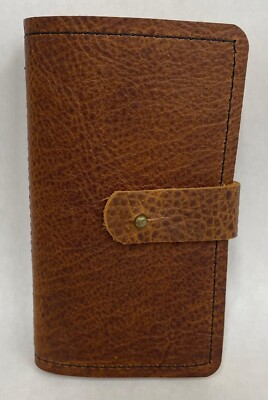 #ad WAXED BISON BUFFALO Leather Fly Wallet Fly Book USA MADE FREE SHIPPING $32.00