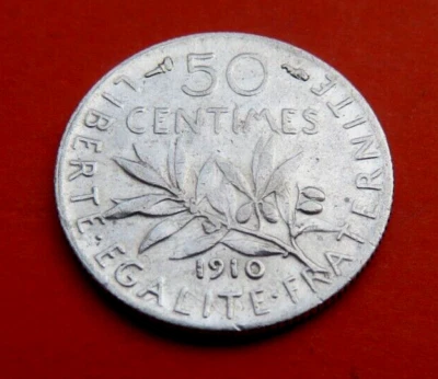 Belle Pièce de 50 Centimes 1910 SEMEUSE Type " ROTY " - Photo 1/2