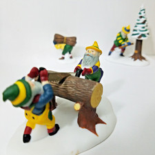 Dept 56 1993 Woodsmen Elves North Pole Snow Village Series #56308 Sawing Team