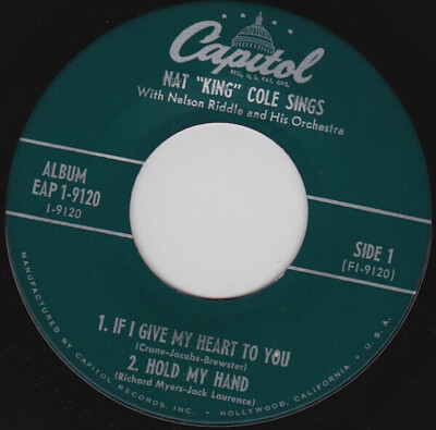 Nat King Cole Nat ''King'' Cole Sings Vinyl Single 7inch Capitol
