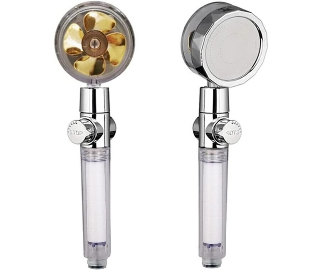 Soffione Doccia Con Elica Girevole A Risparmio Idrico E Interruttore Di - Foto 5