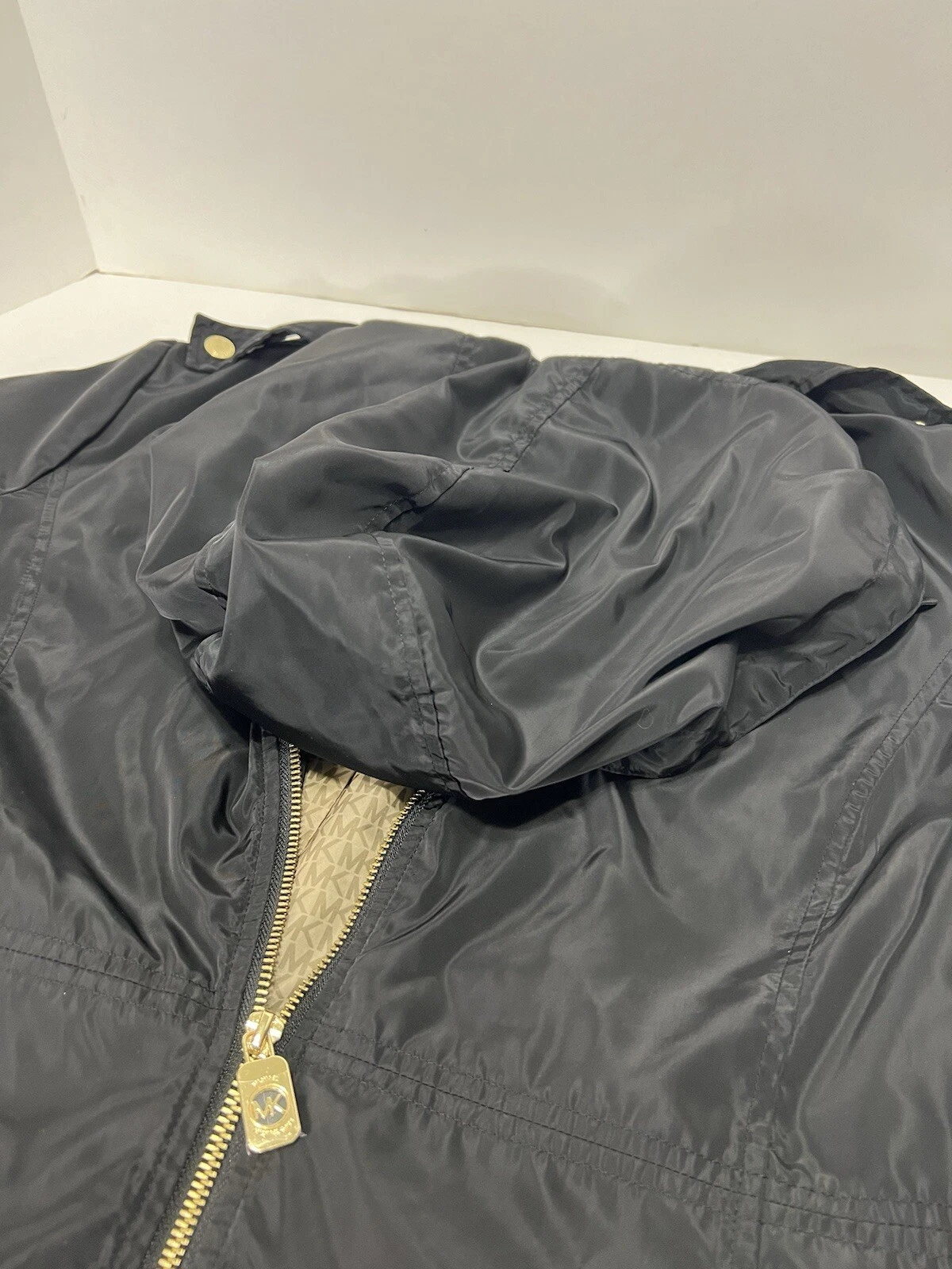 Michael Kors Giacca Trench Antipioggia Donna M Nero Impermeabile con Cappuccio