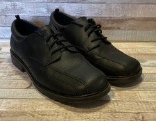 GEORGE Boys sz 4 Dress Shoes Youth Black Patent Leather Oxford Immaculate EUC