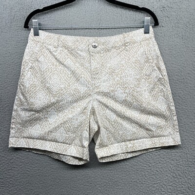 Gloria Vanderbilt Women Bermuda Shorts Beige Geometric Straight