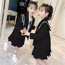 Kids Suit Sailor Color Tops Jacket Skirt College Style Korean Fashion Party
