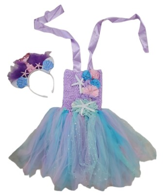 Little Girls Mermaid Tutu Dress With Headband(New) Small 2-3T Birthday Outfit!