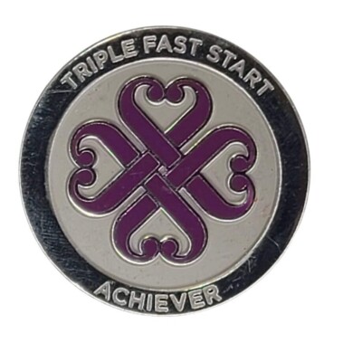 Plexus Worldwide Triple Fast Start Achiever Lapel Pin Purple Celtic Knot Clover