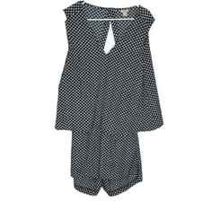 J. Crew Factory Shorts Romper Blue White Open Back Sleeveless Size 6 F0985