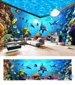 Underwater World Aquarium Fish Coral Entire Room 3d Wallpaper Wall