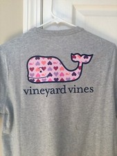 Vineyard Vines Girl's Hearts and Whales Fill Whale S/S Gray T-Shirt Large 14 NWT