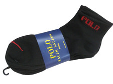 Polo Ralph Lauren 8 Pairs Mens Black Ankle Socks Logos Size 10-13 NEW