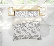 3D Dragonfly Pattern White Quilt Cover Set Duvet Cover Bedding Pillowcases