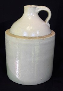 Antique Ohio Barn Find Pottery Cream Colored Glaze Stoneware Jug