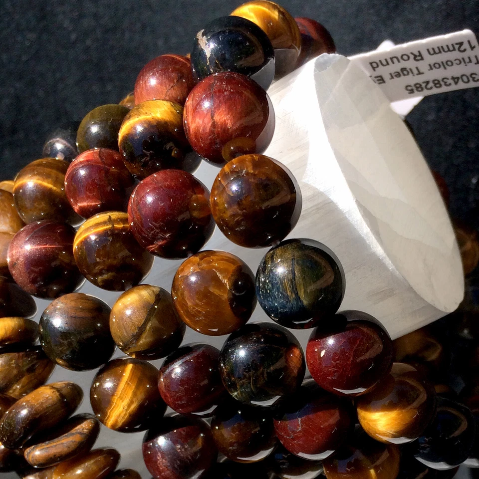 12 мм натуральный тигровый глаз браслет круглый камень бусина ястреб глаз исцеление драгоценных камней мужчин - Изображение 3 из 4