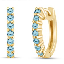 Front Hoop Earrings Simulated Birthstone 14K Yellow Gold Plated Sterling Silver