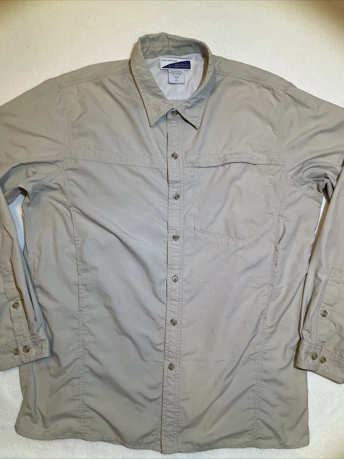 Exofficio Insect Shield Button Up Shirt Vented Mens Size XL Fishing Outdoors