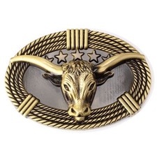 Longhorn Men's Belt Buckle Western Cowboy Native American CW-07-G 